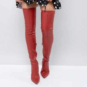 ISO Red PU Over the Knee Boots